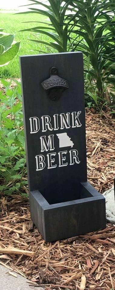 Wood bottle opener and catcher Drink MO Beer