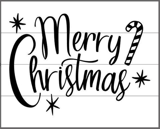 Merry Christmas with candy cane and stars
