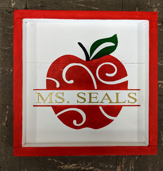 Apple split with teachers name