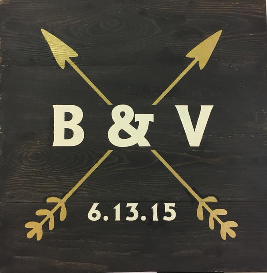 Initials and date with 2 arrows