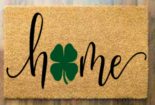 cursive Home with clover