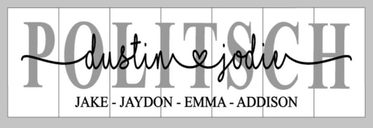 Family Last name (Parents and Children(s) names)