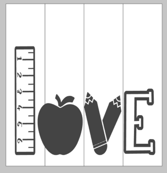 Love with ruler apple and crayons